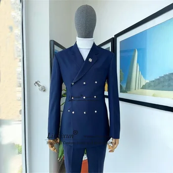 Edinstven Design Men ' s Slim Fit Obleke Dvojno Zapenjanje Ženina Poročna Jopičem Formalnih Poslovnih Jopič 2 Kosa Kopalke Homme