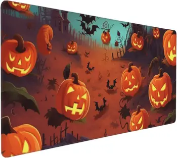 Halloween Natisnejo Velike Gaming Miška Ploščica z Žico Robovi nedrsečo Gumo Znanja Bučna Desk deska za Delo v Pisarni 35.5 X 16 v