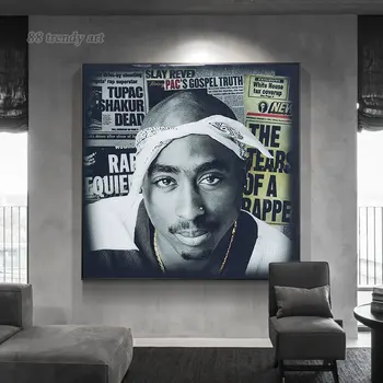 Hip Hop Pevka Wall Art Platno Slikarstvo 2PAC Plakat Rapper B. I. G. Slika Tupac Zidana Plakat Sodobne Dom Soba Dekor (Brez Okvirja)