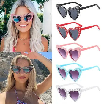 Hip Hop v Obliki Srca sončna Očala Moda Sije UV400 Zaščito Dame Party Očala Diamond sončna Očala za Ženske