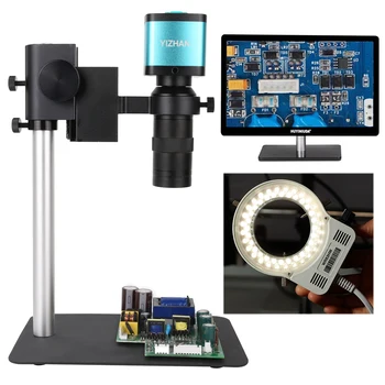 Industrijski Digitalni Mikroskop 130X C Mount 4K 48MP HDMI USB 60FPS Fotoaparat Z Led Luči Za Mobilni Telefon Popravila PCB Spajkanje