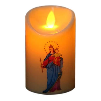 Jezus Kristus Sveča, Luč Led Tealight Romantično Steber Svetlobe Baterijski pogon za Krščansko Cerkev Svetega Dekor