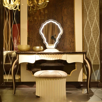Jutranje tabela: svetlobno razkošje, luksuzni oddih luksuzni toaletno mizico, sodoben in preprost spalnico iz masivnega lesa toaletno mizico