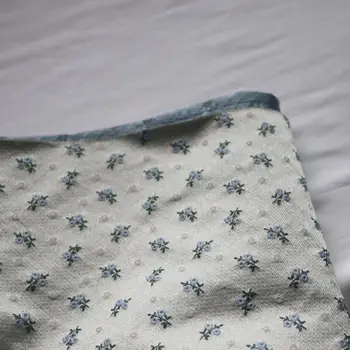 Korejski Slog Modra Majhen Cvet Shivering Pike Temno Vzorec Preje-Žakarske Tkanine Zelo Široko Oblačila Tkanine Diy