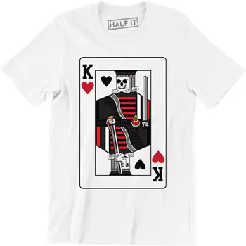 Kralj Srce igralnih kart za Poker Black Jack Casino iger na Srečo Tee Moški T-shirt