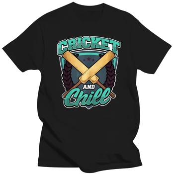 Kriket In Chill Odlična Igra Ekipa T-Shirt Belo-Siva Kratek Moški-Ženske Veliki Visok Tee Majica