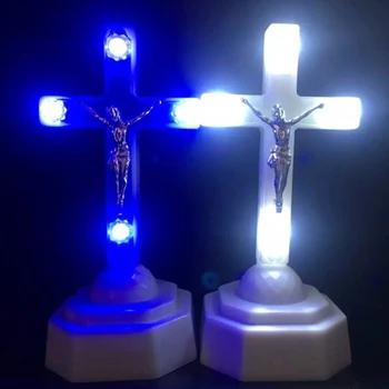LED Elektronski Noč Svetlobe Kristusu Jezusu Križ Domači Cerkvi Molili Okraski Cerkev Spominkov Križ Dekoracijo