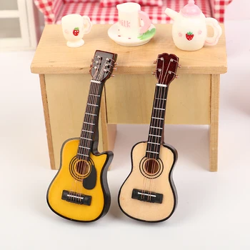 Lesene Otroške Igrače, Lutke Miniaturni Glasbe Električna Kitara Simulacije Prop Dekor Instrument Model Lutka Dodatki