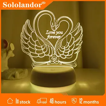 Ljubim 3D LED nočna lučka swan v obliki srca dotik stikala vzdušje svetlobe doma dekoracijo noč svetlobe najboljše posla darilo