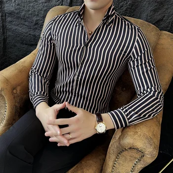 Luksuzni Dolgimi Rokavi Moški Antilop Srajce Elegantna korejskem Slogu Slim Fit Moški Športna Majica Plus Velikost Klub Maturantski Moških Oblačil Ulične