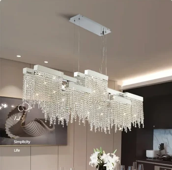 Lustre sl cristal K9 de luxe postmoderne, acier chromé, svetilke LED, salle à manger, salon, maison
