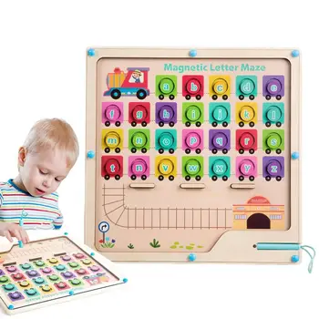 Magnetni Labirint Lesene Črke ABC Ujemanje Puzzle Abeceda Učenje Puzzle Za Otroke Montessori Labirint Igrače Izobraževalne Darilo Za