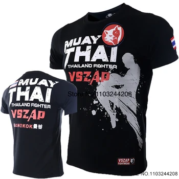 Majica MMA BJJ Rashguard Bombaž Vszap Muay Thai Srajce Dihanje Boj Kickboxing Dresov Telovadnici Športne Boks Usposabljanje Oblačila