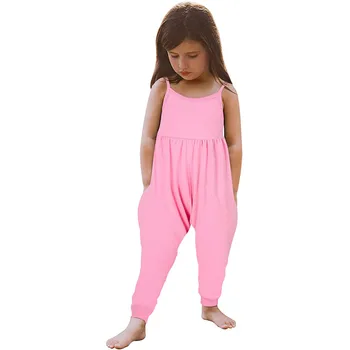 Malčka Dekleta Baby Otroci Jumpsuit Trdna Trak Romper Poletne Obleke, Kompleti Oblačil Za Otroke Dekle Oblačila za Otroke Vrh