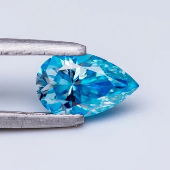 Moissanite Diamond z GRA Potrdilo Pear Rez Morje Modro Barvo Laboratoriju Ustvarili Gemstone Napredno Nakit Materiali za Izdelavo
