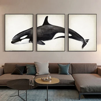 Morske Živali, 3Pieces Thresher Shark Telo Plakatov in Fotografij Platno Stensko Slikarstvo Umetnost Slike za dnevno Sobo Cuadros Dekor