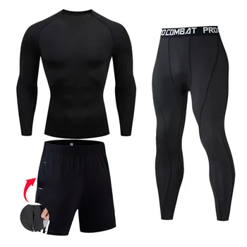 Moška Športna Compression Majica Telovadnici Dokolenke Vaja bo Ustrezala Black Quick Dry Košarka Dokolenke Uvježbavanje T-Shirt Teče obleko