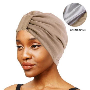 Muslimanske Ženske bombaž Turban Indija Headscarf saten oblog Kapa Bonnet izpadanje Las Kemo Skp Islamske Klobuk Pokrivala za Glavo Ovijte Stretch