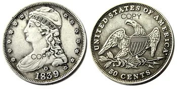 NAS 1838-1839-P-O brez obeh skrajnih Bankrot Pol Dolarja Silver Plated Kopija Kovanca