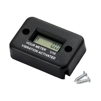 Nepremočljiva Vibracije Timer, LCD Zaslon Motorja Digitalni Tach Uro Meter za Bencinski Motor Kosilnice motorno kolo (Black)