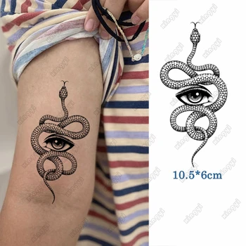 Nepremočljiva Začasni Tattoo Nalepke Oko Black & White Snake Flash Tattoo Krap Roko Zapestje Ponaredek Tatto za Body Art Ženske Moški