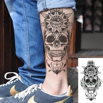 Nepremočljiva Začasni Tattoo Nalepke, Velike Oči Lobanje Glavo FlowerFake Tatoo Flash, Roko, Nogo Tatoo Body Art Fant za Ženske, Moške