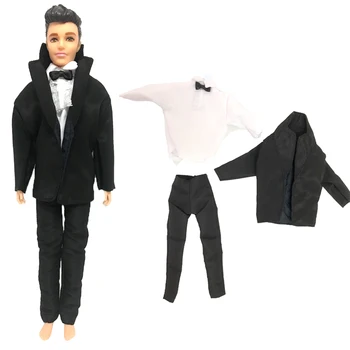 NK 1 Nastavite Princ ročno izdelana Oblačila Črne Nevesta Obleko Z Belo Srajco, Hlače Za Barbie Lutka Ken Pribor Poroka Obleke