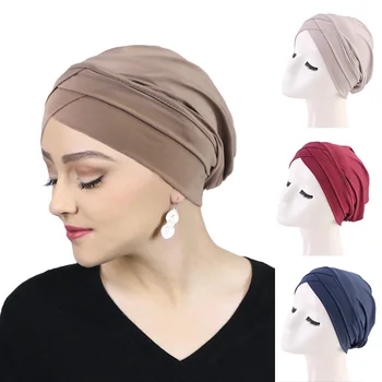 Nove Ženske križ muslimanska oblačila hidžab notranje klobuk Islamske UnderScarf Arabski Zaviti Kemo Ruta Muslimanskih Šal Hidžab Bonnet Skp Indijski Klobuk