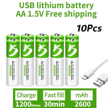 Novo AA USB polnilna Li ionska baterija 1,5 V AA 2600mah / Li ionska baterija pazi za igrače, MP3 predvajalnik termometer tipkovnico