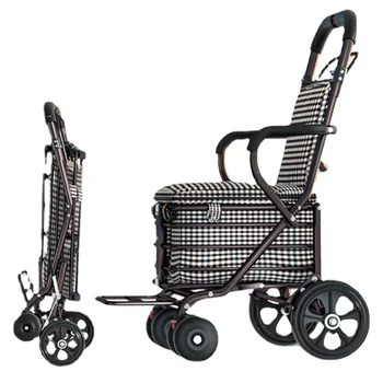 OBLEKO LADY Starejših skuter,široko roko pomaga majhen voziček, pushable nakupovalni voziček, trgovina košarico, potovanja sedež