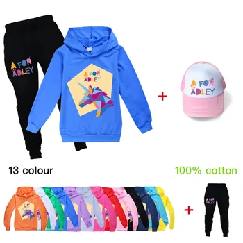 Otroci Oblačila Dekleta Hoodies Otroke Nastavite za Adley Kostum Sweatshirts Bombaž Plašč Baby Boy Oblačila + Klobuk Priložnostne 3 Kos Obleko