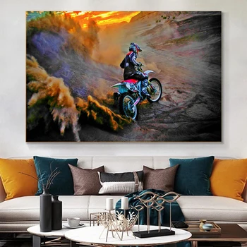 Platno Slikarstvo Plakat po Meri Gorskih motorno kolo Konkurence Plakatov in Fotografij Wall Art Slike za Dnevni Sobi Doma Dekor