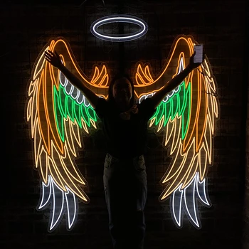Po meri Led Flex Neon Znak Angel Krila za Umetnost Bar Pub Klub Steni Visi Svetlobni Znaki Poroka Dogodek Stranka Dekoracijo Neon Luči