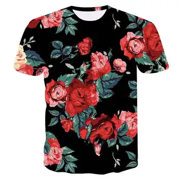 Poletje 2020 najbolje prodajanih nova moda za moške in ženske jope 3D tiskanih vrtnice T-shirt kratek rokav hip hop suknjič Harajuku pul