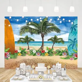 Poletje Ozadje Plaži Ob Morju Otok Palme Nočnem Tropskih Desko Foto Ozadje Poroko Pool Party Dekoracijo