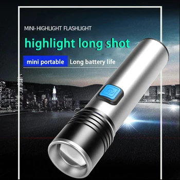 Prenosni Žepni Svetilka USB Polnilne Aluminija Zoom Svetilka Vodotesno Svetilko Zunanji Sili Avanturo Kamp Svetlobe
