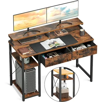 Računalniška miza z Predali, 40 cm pisarne s Skladiščenjem & Police, Delo pisalno Mizo z Monitor Stand Rok