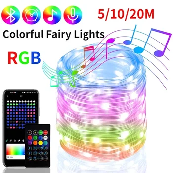 RGB LED Trakovi Luči Smart Pisane Pravljice Luči USB Pogon Z Remote App Nadzor Za svate, Vrt, Počitnice Dekor