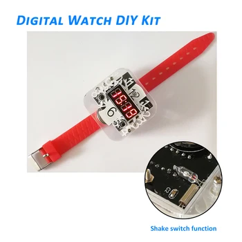 Shake Stikalo Funkcija DIY 4 Digitalni LED Watch Elektronska Ura Kit Single-chip LED Ure Modul za VGRADNJO DIY 4 Digitalni LED Cev Komplet
