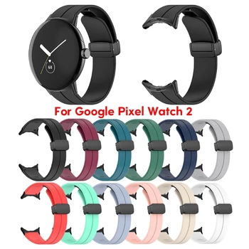 Silikonski Watchband Wriststrap za Google Pixel Watch 2 Smartwatch Mehko Zanke Magnetna Zapestnica Prilagodljiv Nepremočljiva Pasu