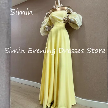 Simin Saten A-linijo brez naramnic Ruffle Arabski Formalno Maturantski Obleki Gleženj-dolžina Savdska Večer Eleganten Stranka obleke za ženske 2023