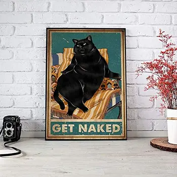 Smešno Kovinski Znak za Priti Gola Kovinski Plakat Stensko Dekoracijo za Dom Retro Cat Umetnosti Tiskanja Wall Art Darilo Black Cat Kovinski Plakat