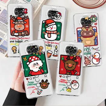 Snjegović Božič Srčkan Jasno Primeru Za Xiaomi Mi Poco X3 NFC X3 F3 M5 X4 Pro 13 12T Pro 11 Opomba 10 Lite Telefon Kritje