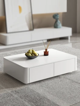 Sodobna enostavnih pravokotnih nova bela kava tabela TV omara kombinacija majhne apartma dnevna soba doma