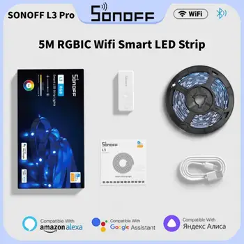 SONOFF L3 Pro 5M RGBIC Wifi Smart LED Trakovi Luči Za 16,4 Ft Brezžični Daljinski Telefonski/ Lokalno Krmiljenje Tip C 5 Tok Pametni Dom