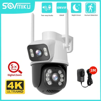 SOVMIKU 8MP 4K PTZ WiFi nadzorna Kamera Dvojno Len 5X Zoom Night Vision ONVIF Samodejno Sledenje IP CCTV Kamere Security Protection