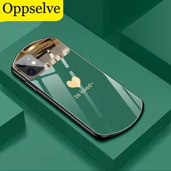 Srce Vzorec Steklo, Silikonski Rob Elipse Steklo Ohišje Za iPhone Mini 12 11 Max Pro XS XR X SE 2020 8 7 6 Plus Ogledalo Zadnji Pokrovček