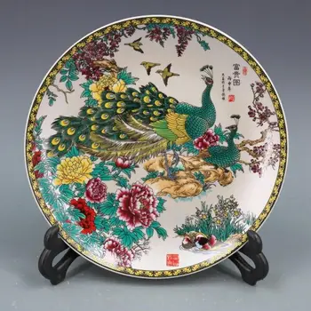 Stari Kitajski Porcelan Barva Naslikal Phoenix Vzorec Ploščo Qianlong Znamke