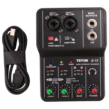TEYUN V12 Računalnik Snemanje Zvoka Kartice 2-Kanalni Mono 16-bitni/48 KHZ USB Pogon-Prosta Zvočne Kartice 48V