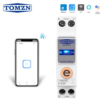 TOMZN Din Rail WIFI odklopnika Smart Stikalo za Daljinski upravljalnik za Ewelink Pametni Dom 18 mm 63A brez merjenja funkcija
